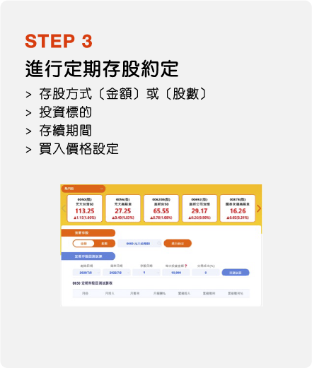 STEP3 進行定期存股約定